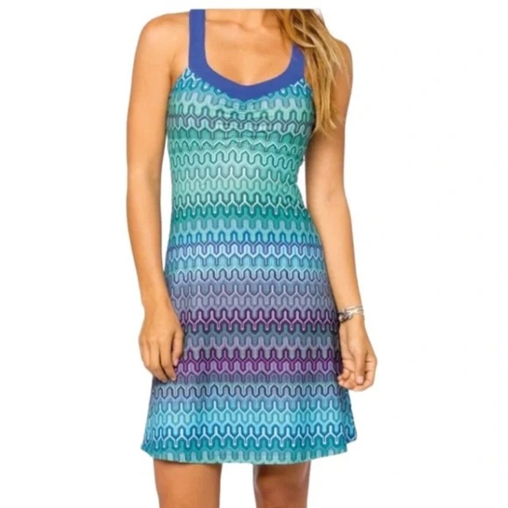 Prana Blue, Purple and Green Patterned Dress